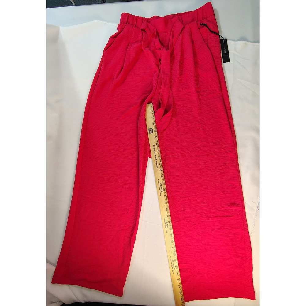 Dictionary Womens S Wide Leg Tie Waist Pants Coral Fire Red Pink DV29610Z NEW
